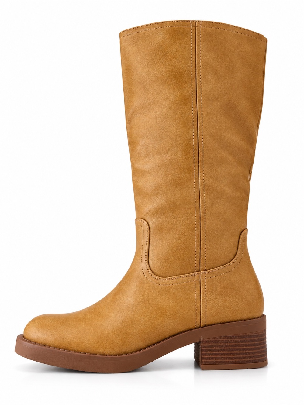 Women's Mid-Calf Tan Heeled Boot
